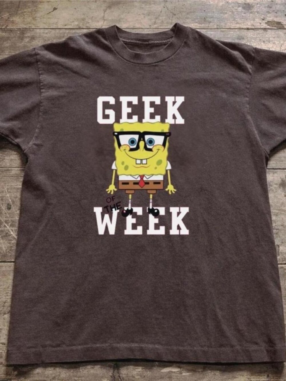 Geek of the Week Funny Cartoon Graphic Tee – Brown Casual T-Shirt